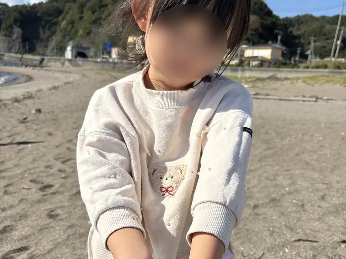 内浦海岸の砂浜で遊ぶ子ども